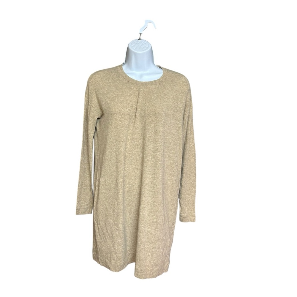 Aritzia Community Tan Long Sleeve Pockets Casual T-shirt Tunic Dress Size S